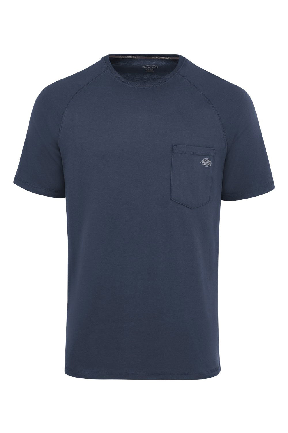 Dickies S600 Mens Performance Moisture Wicking Short Sleeve Crewneck T-Shirt w/ Pocket Dark Navy Blue Flat Front