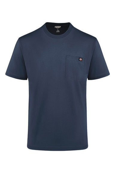 Dickies WS50-D Mens Traditional Short Sleeve Crewneck T-Shirt w/ Pocket Dark Navy Blue Flat Front