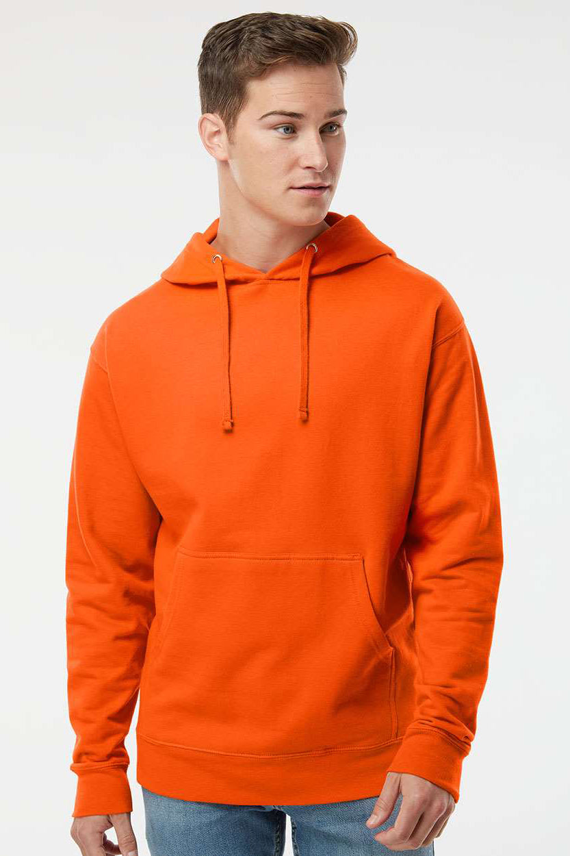 Independent Trading Company SS4500 Mens Hooded Sweatshirt Hoodie w/ Pouch Pocket Orange Model Front