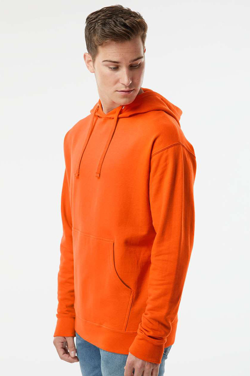 Independent Trading Company SS4500 Mens Hooded Sweatshirt Hoodie w/ Pouch Pocket Orange Model Side