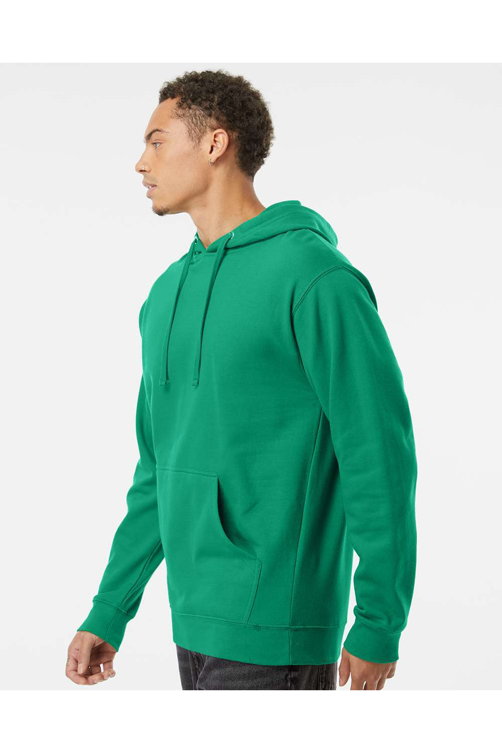 Independent Trading Co. SS4500 Mens Hooded Sweatshirt Hoodie Kelly Green Model Side