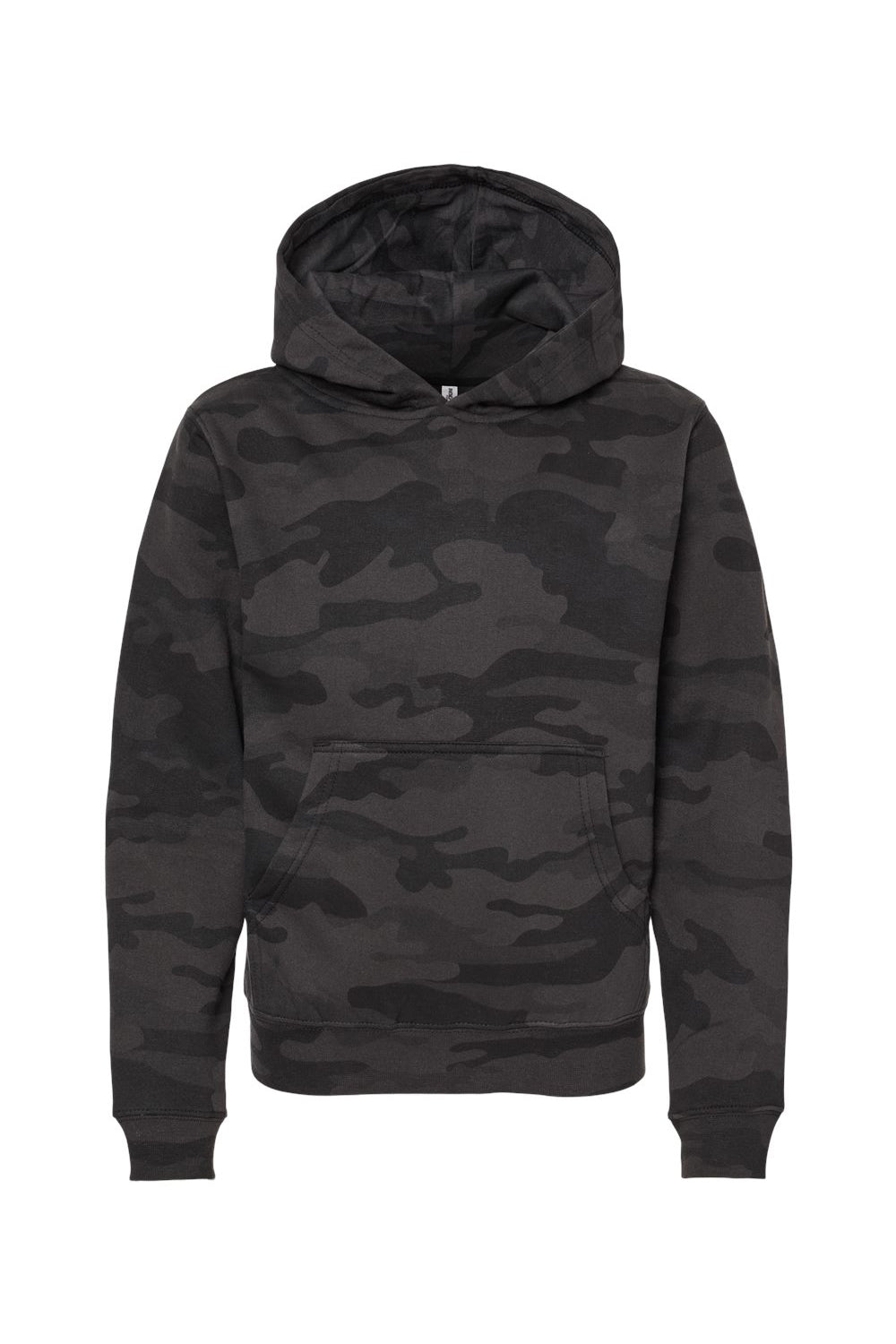 Independent Trading Company SS4001Y Youth Hooded Sweatshirt Hoodie w/ Pouch Pocket Black Camo Flat Front