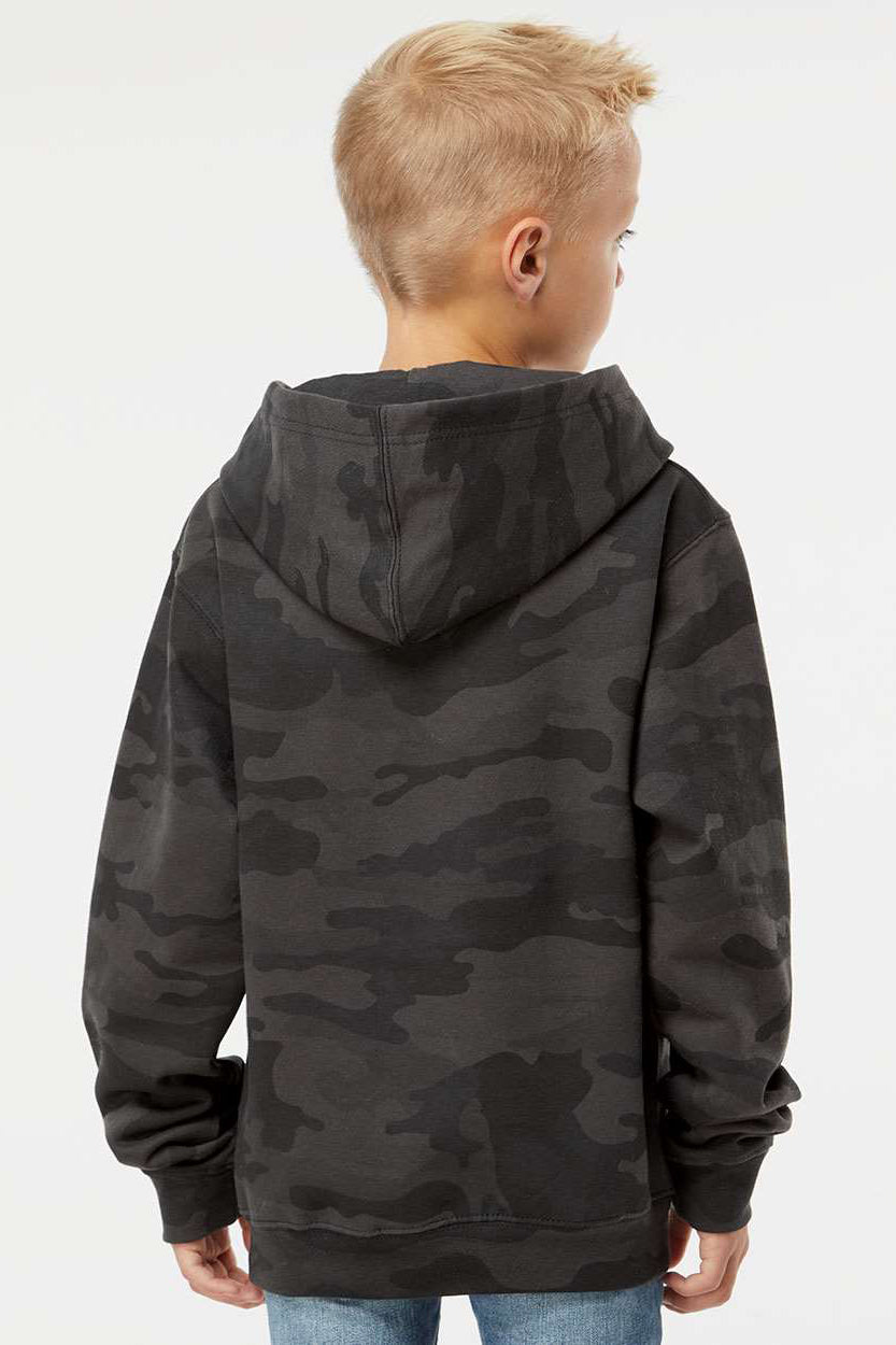Independent Trading Company SS4001Y Youth Hooded Sweatshirt Hoodie w/ Pouch Pocket Black Camo Model Back