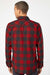 Burnside 8219 Mens Plaid Flannel Long Sleeve Snap Down Shirt w/ Double Pockets Red/Heather Black Model Back