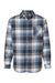 Burnside B8212 Mens Flannel Long Sleeve Button Down Shirt w/ Pocket Blue/Ecru Flat Front