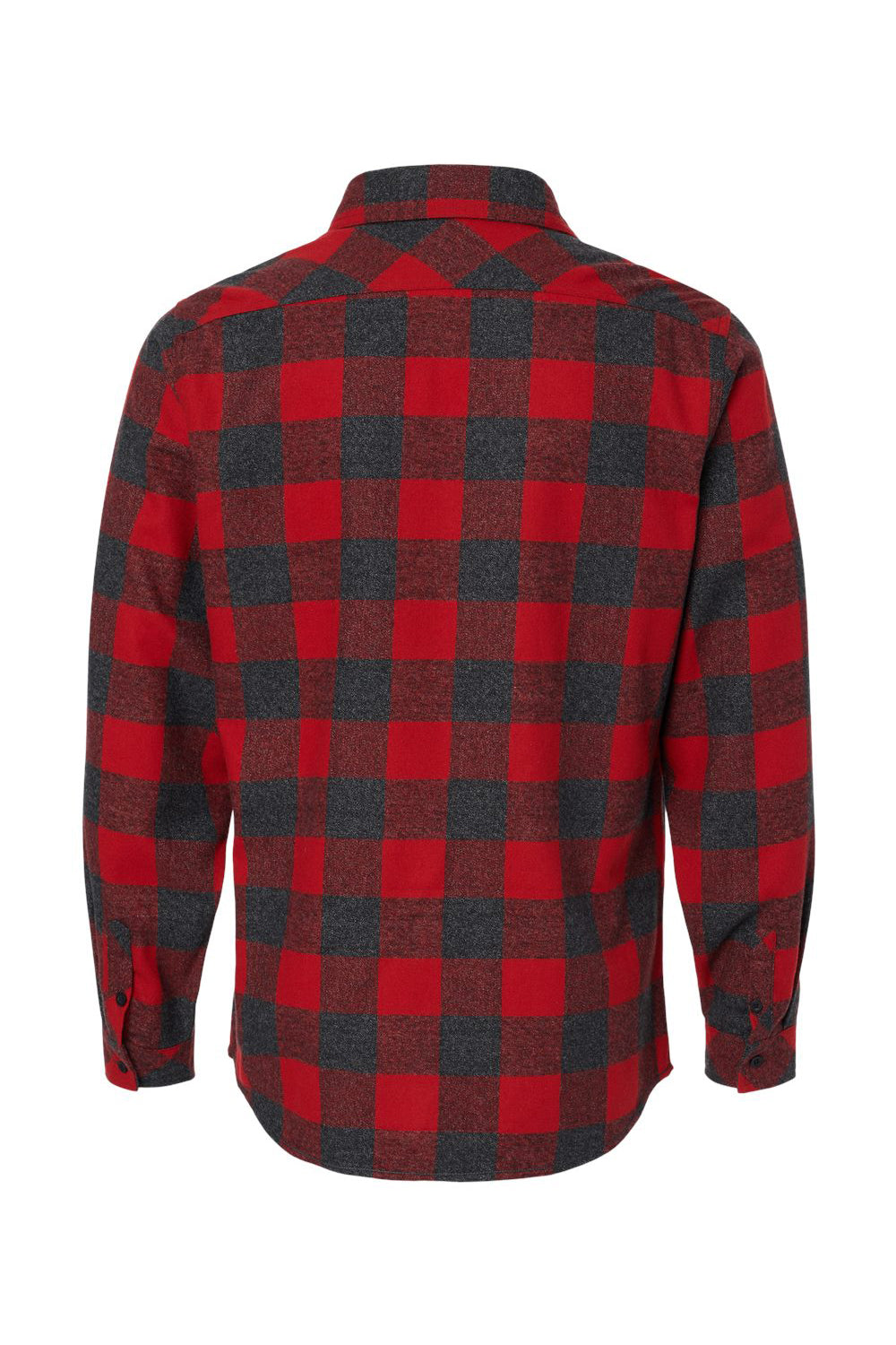 Burnside B8212 Mens Flannel Long Sleeve Button Down Shirt w/ Pocket Red/Heather Black Flat Back