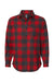 Burnside B8212 Mens Flannel Long Sleeve Button Down Shirt w/ Pocket Red/Heather Black Flat Front
