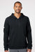 Adidas A432 Mens Fleece Hooded Sweatshirt Hoodie w/ Pouch Pocket Black Model Front