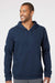 Adidas A432 Mens Fleece Hooded Sweatshirt Hoodie Collegiate Navy Blue Model Front