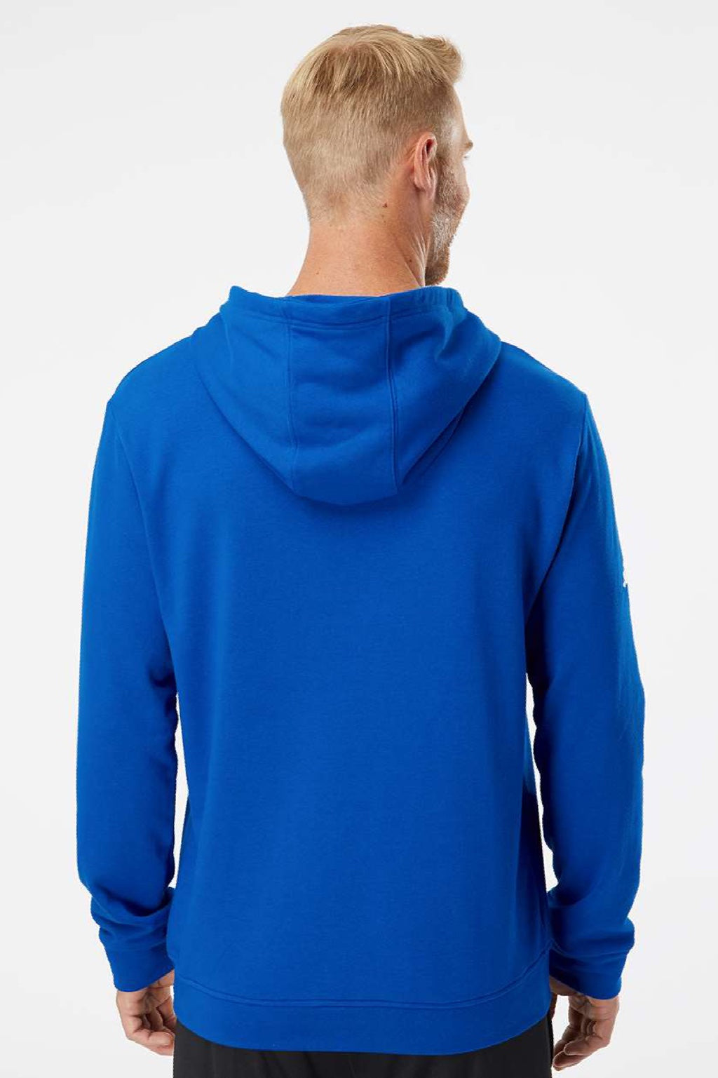 Adidas A432 Mens Fleece Hooded Sweatshirt Hoodie w/ Pouch Pocket Collegiate Royal Blue Model Back