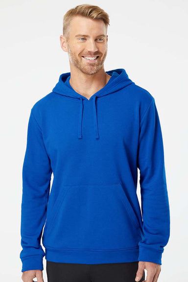 Adidas A432 Mens Fleece Hooded Sweatshirt Hoodie w/ Pouch Pocket Collegiate Royal Blue Model Front