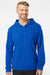Adidas A432 Mens Fleece Hooded Sweatshirt Hoodie w/ Pouch Pocket Collegiate Royal Blue Model Front