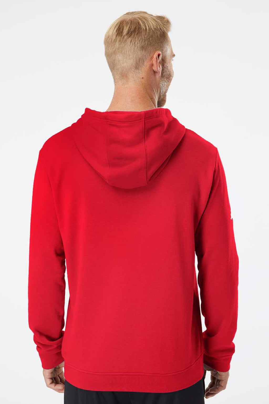 Adidas A432 Mens Fleece Hooded Sweatshirt Hoodie w/ Pouch Pocket Red Model Back