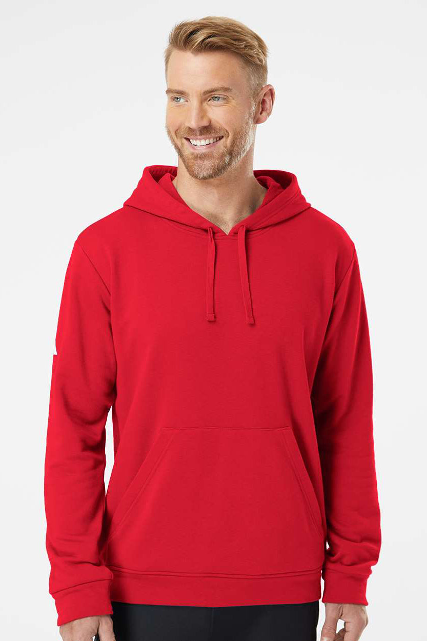 Adidas A432 Mens Fleece Hooded Sweatshirt Hoodie Red Model Front