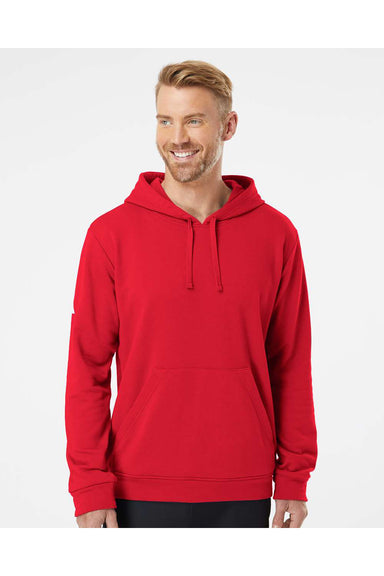 Adidas A432 Mens Fleece Hooded Sweatshirt Hoodie Red Model Front