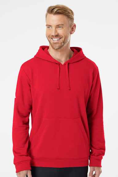 Adidas A432 Mens Fleece Hooded Sweatshirt Hoodie w/ Pouch Pocket Red Model Front