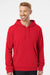 Adidas A432 Mens Fleece Hooded Sweatshirt Hoodie w/ Pouch Pocket Red Model Front