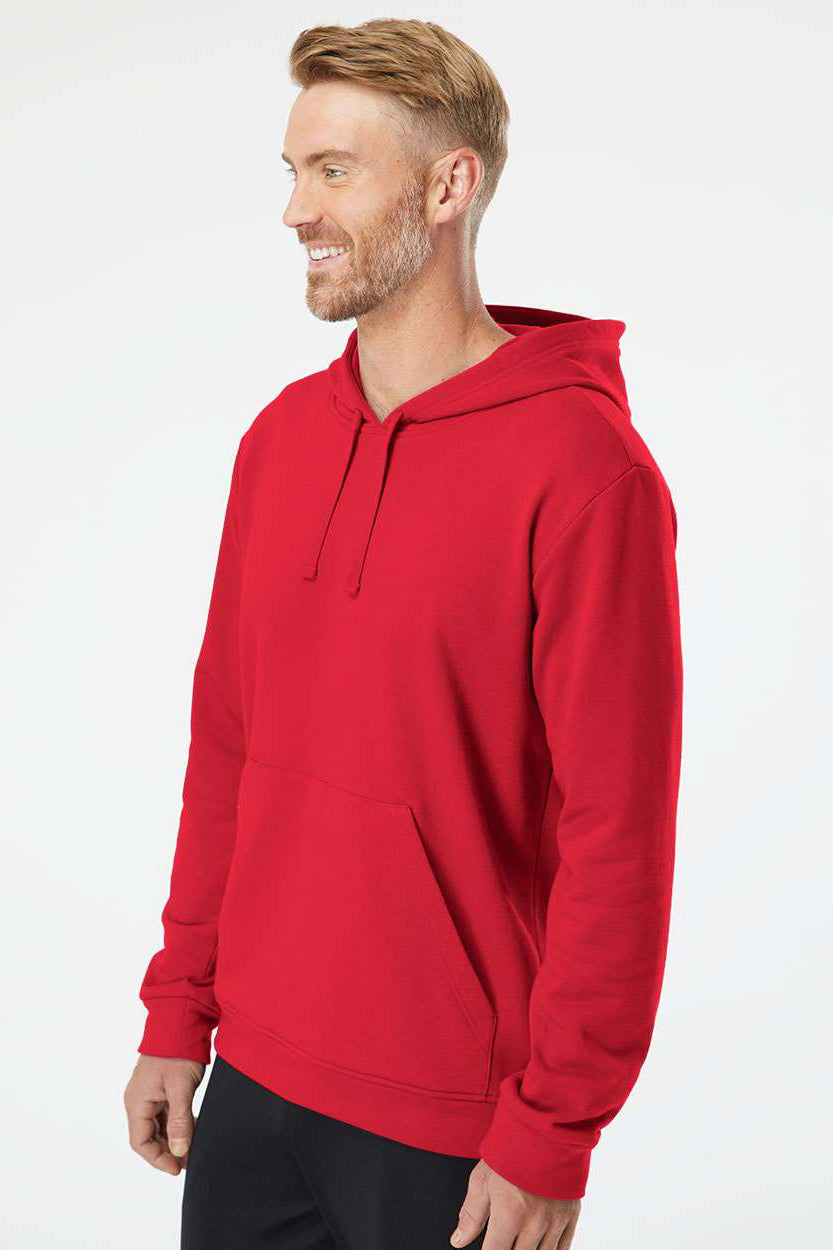 Adidas A432 Mens Fleece Hooded Sweatshirt Hoodie Red Model Side