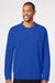 Adidas A434 Mens Fleece Crewneck Sweatshirt Collegiate Royal Blue Model Front