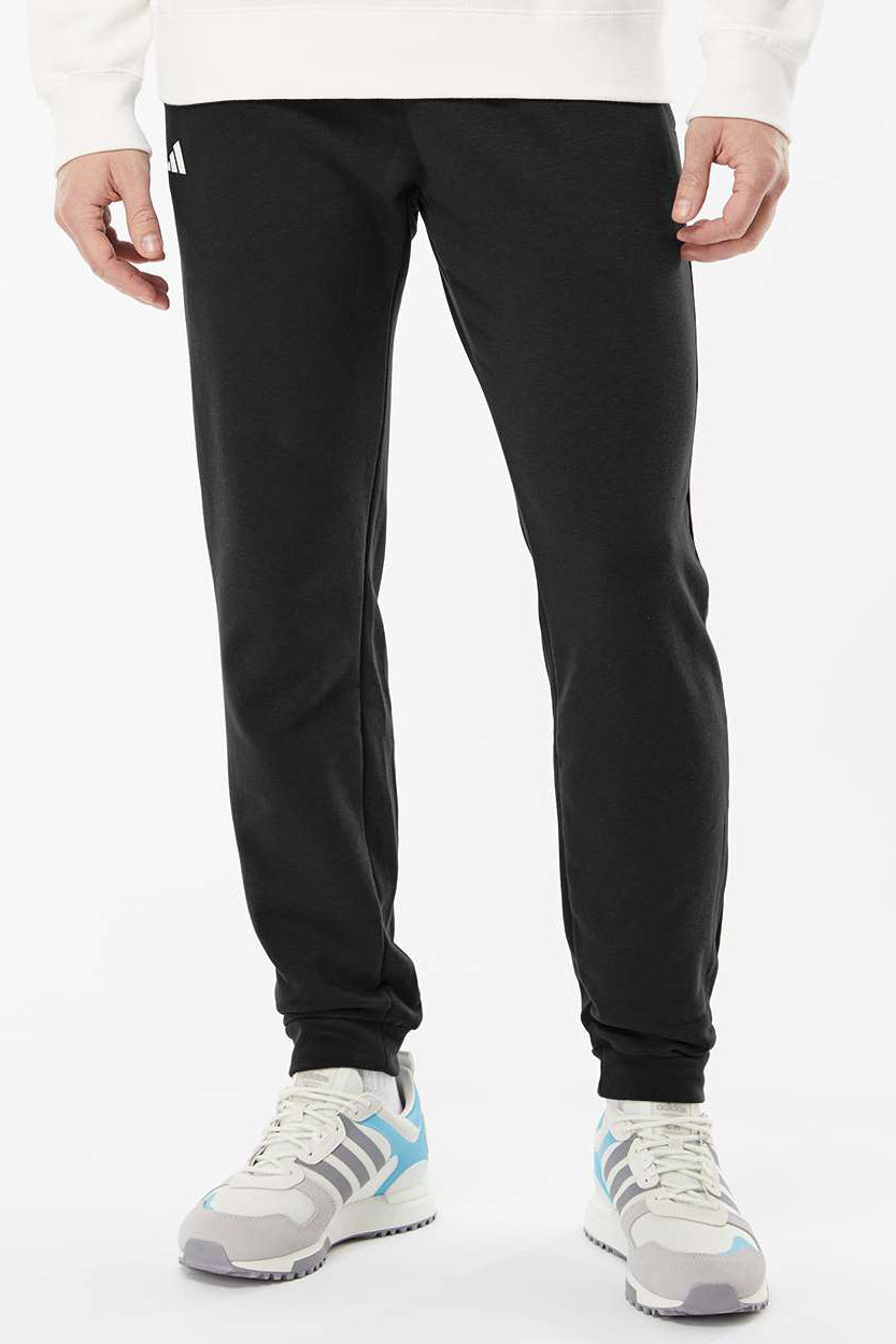 Adidas A436 Mens Fleece Jogger Sweatpants w/ Pockets Black Model Front