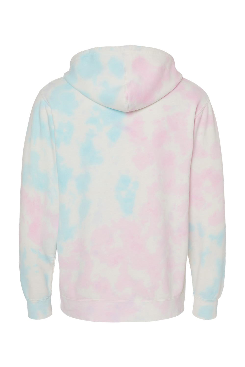 Independent Trading Company PRM4500TD Mens Tie-Dye Hooded Sweatshirt Hoodie w/ Pouch Pocket Cotton Candy Flat Back