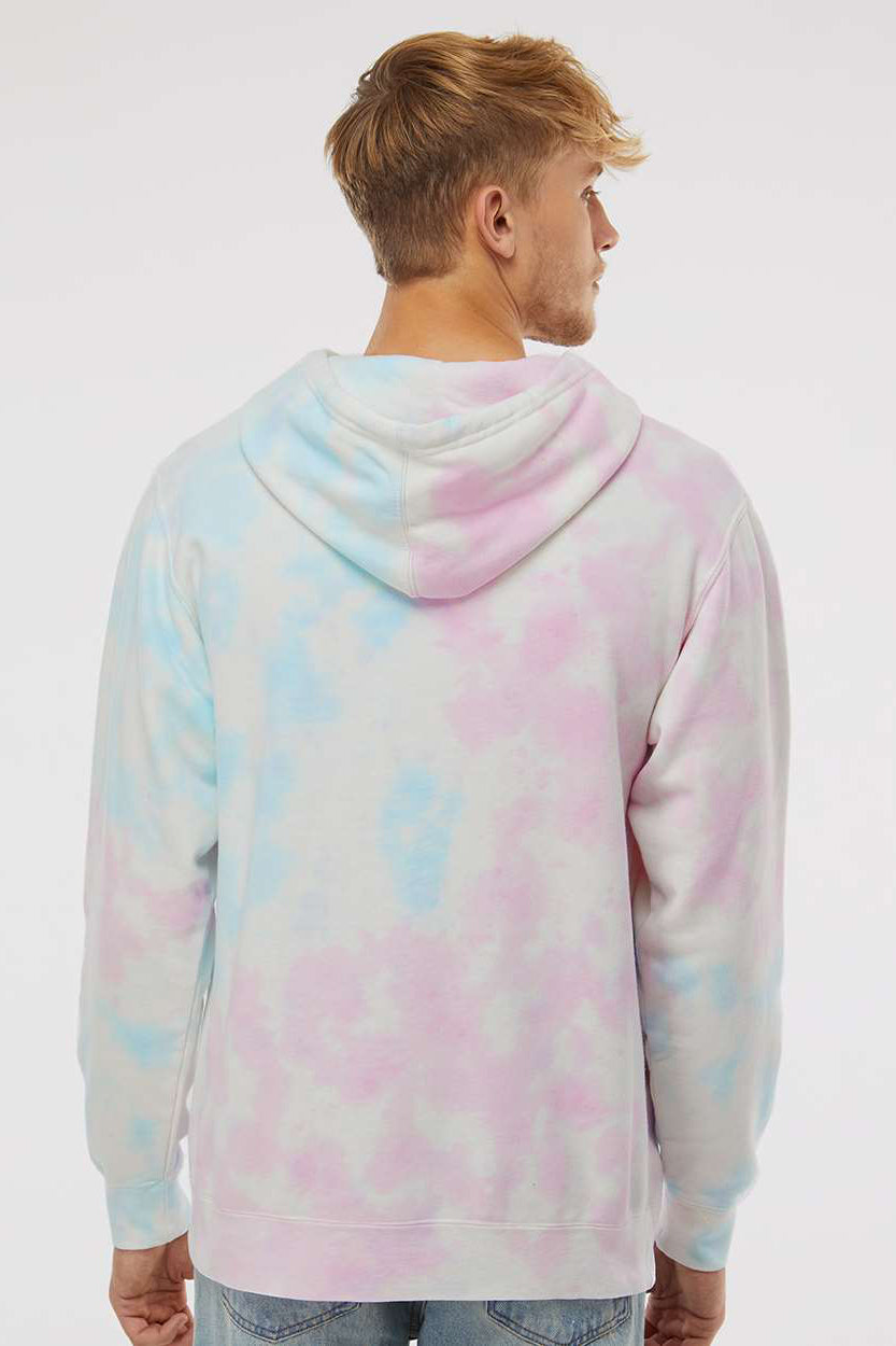 Independent Trading Company PRM4500TD Mens Tie-Dye Hooded Sweatshirt Hoodie w/ Pouch Pocket Cotton Candy Model Back