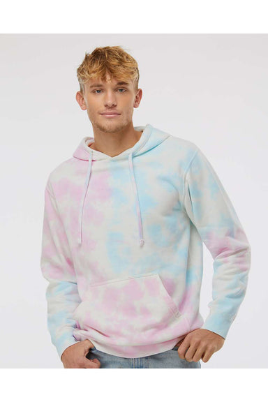 Independent Trading Co. PRM4500TD Mens Tie-Dye Hooded Sweatshirt Hoodie Cotton Candy Model Front