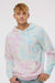 Independent Trading Company PRM4500TD Mens Tie-Dye Hooded Sweatshirt Hoodie w/ Pouch Pocket Cotton Candy Model Front