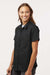 Dickies 5350 Womens Industrial Short Sleeve Button Down Shirt w/ Double Pockets Black Model Side
