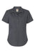 Dickies 5350 Womens Industrial Short Sleeve Button Down Shirt w/ Double Pockets Dark Charcoal Grey Flat Front