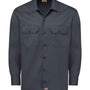 Dickies Mens Moisture Wicking Long Sleeve Button Down Work Shirt w/ Double Pockets - Charcoal Grey - NEW