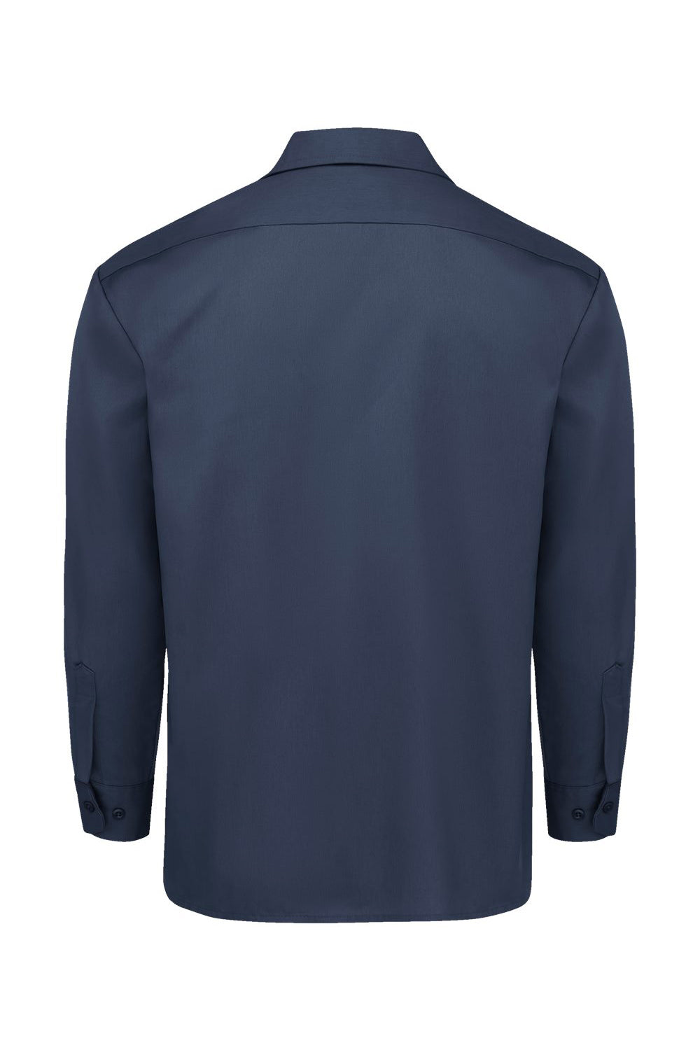 Dickies 5574 Mens Moisture Wicking Long Sleeve Button Down Work Shirt w/ Double Pockets Dark Navy Blue Flat Back