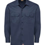 Dickies Mens Moisture Wicking Long Sleeve Button Down Work Shirt w/ Double Pockets - Dark Navy Blue - NEW