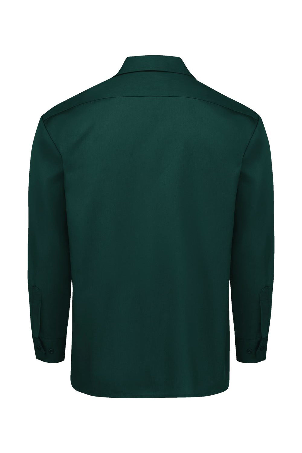 Dickies 5574 Mens Moisture Wicking Long Sleeve Button Down Work Shirt w/ Double Pockets Hunter Green Flat Back