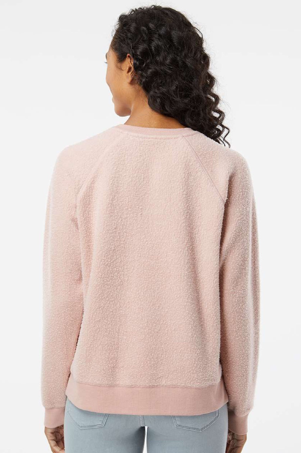 Boxercraft K01 Womens Fleece Out Crewneck Sweatshirt Blush Pink Model Back