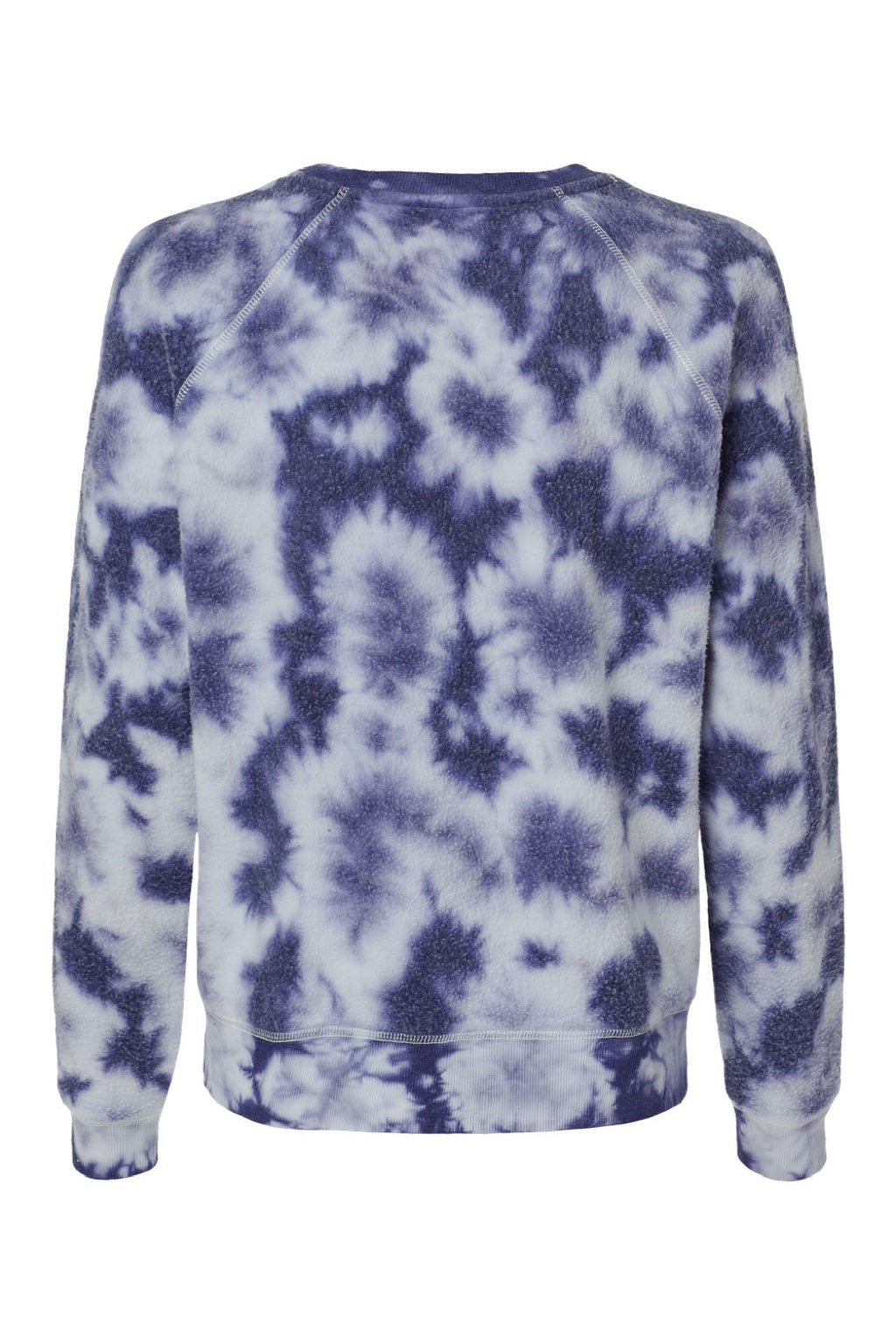 Boxercraft K01 Womens Fleece Out Crewneck Sweatshirt Navy Blue Tie-Dye Flat Back