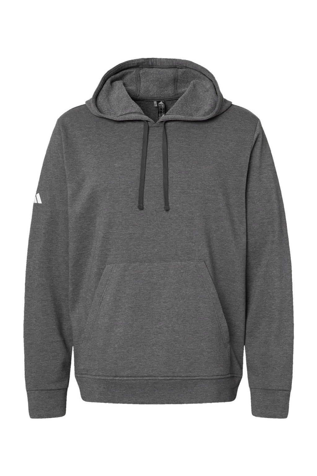 Adidas A432 Mens Fleece Hooded Sweatshirt Hoodie w/ Pouch Pocket Heather Dark Grey Flat Front