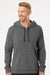Adidas A432 Mens Fleece Hooded Sweatshirt Hoodie w/ Pouch Pocket Heather Dark Grey Model Front