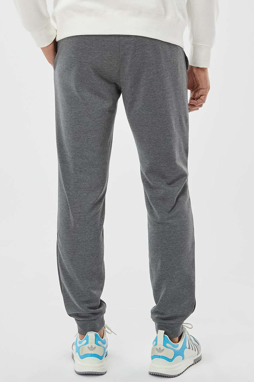 Adidas A436 Mens Fleece Jogger Sweatpants w/ Pockets Heather Dark Grey Model Back