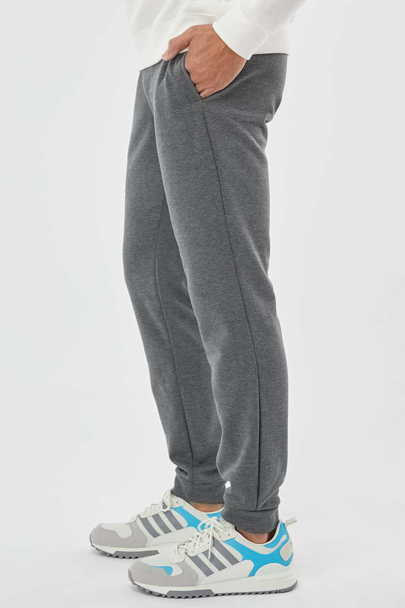 Adidas A436 Mens Fleece Jogger Sweatpants w/ Pockets Heather Dark Grey Model Side