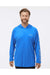 Columbia 153617 Mens PFG Terminal Tackle Long Sleeve Hooded T-Shirt Hoodie Vivid Blue/Cool Grey Model Front