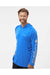 Columbia 153617 Mens PFG Terminal Tackle Long Sleeve Hooded T-Shirt Hoodie Vivid Blue/Cool Grey Model Side