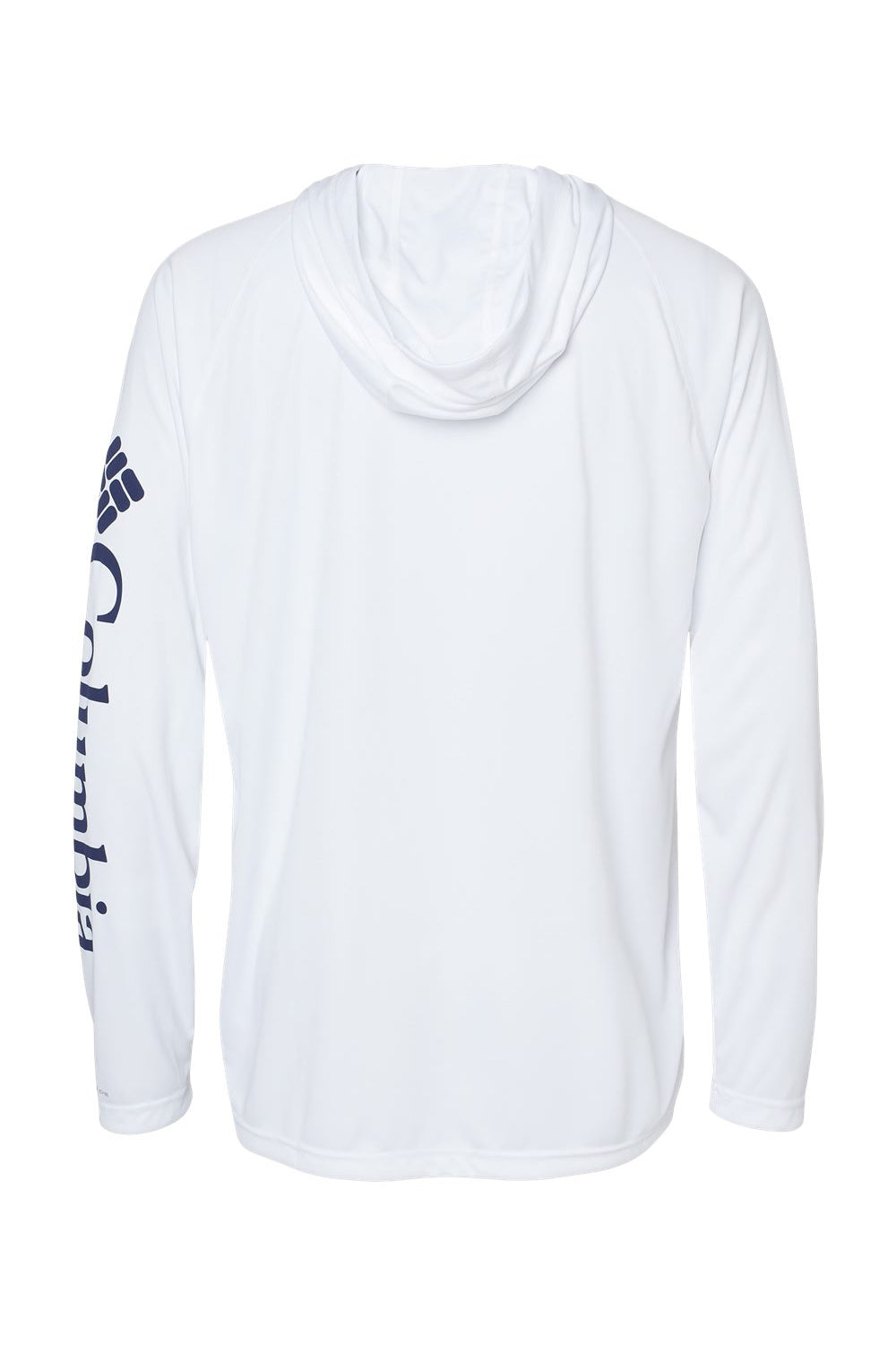 Columbia 153617 Mens PFG Terminal Tackle Long Sleeve Hooded T-Shirt Hoodie White/Nightshade Flat Back