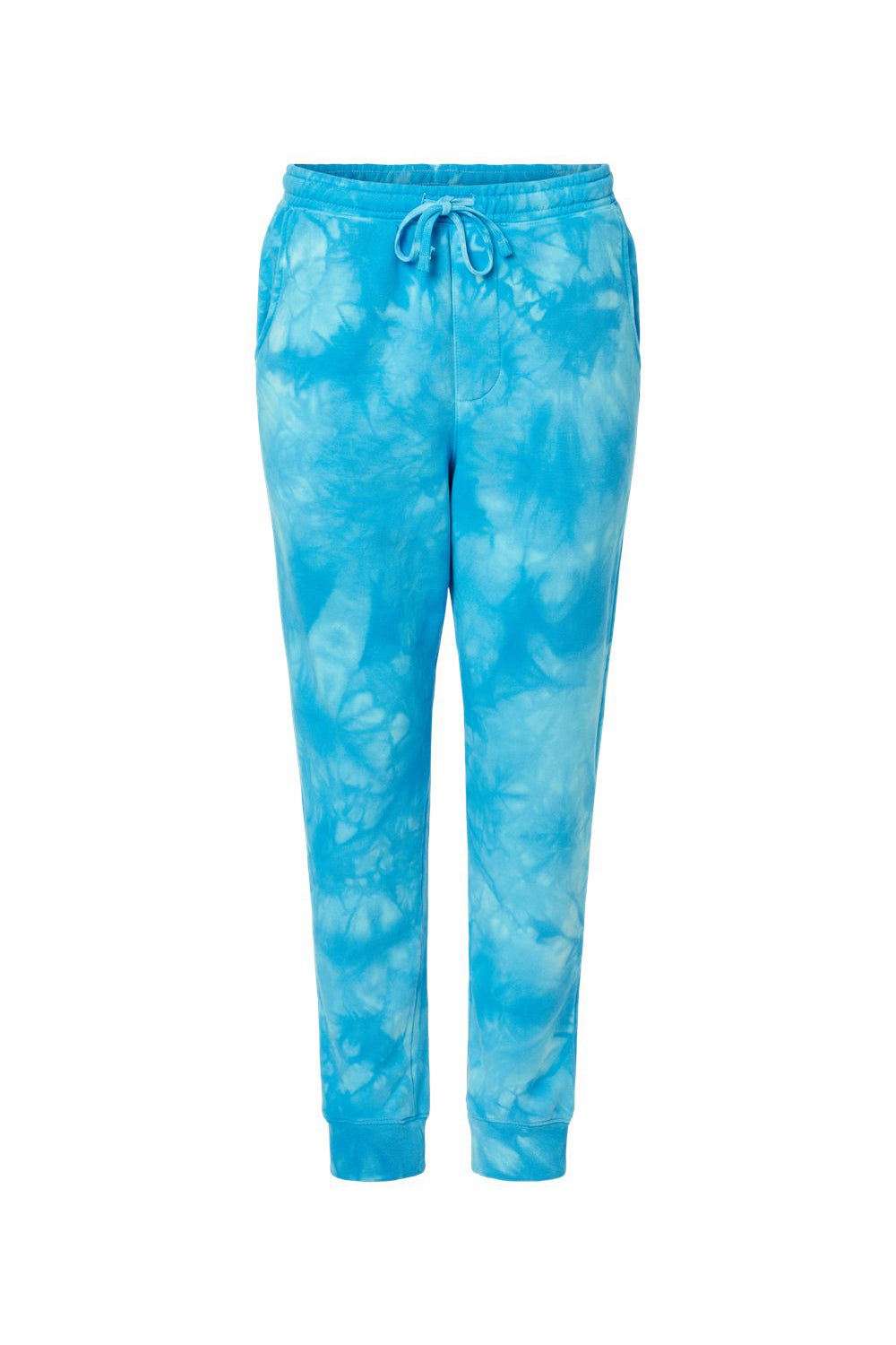 Independent Trading Co. PRM50PTTD Mens Tie-Dye Fleece Sweatpants w/ Pockets Aqua Blue Flat Front