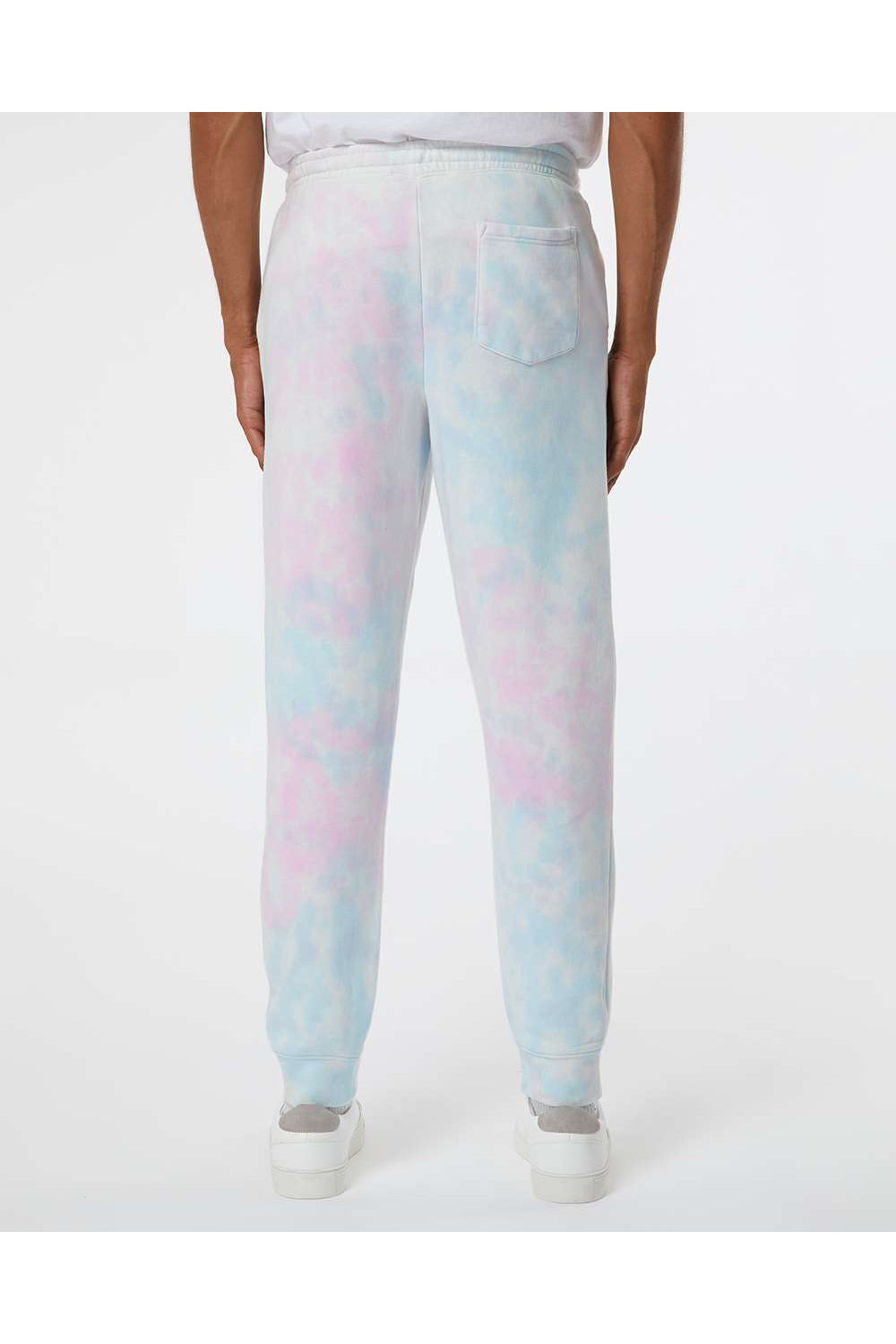 Independent Trading Co. PRM50PTTD Mens Tie-Dye Fleece Sweatpants w/ Pockets Cotton Candy Model Back