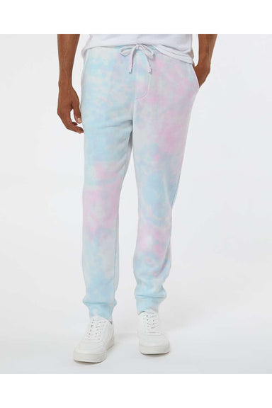 Independent Trading Co. PRM50PTTD Mens Tie-Dye Fleece Sweatpants w/ Pockets Cotton Candy Model Front