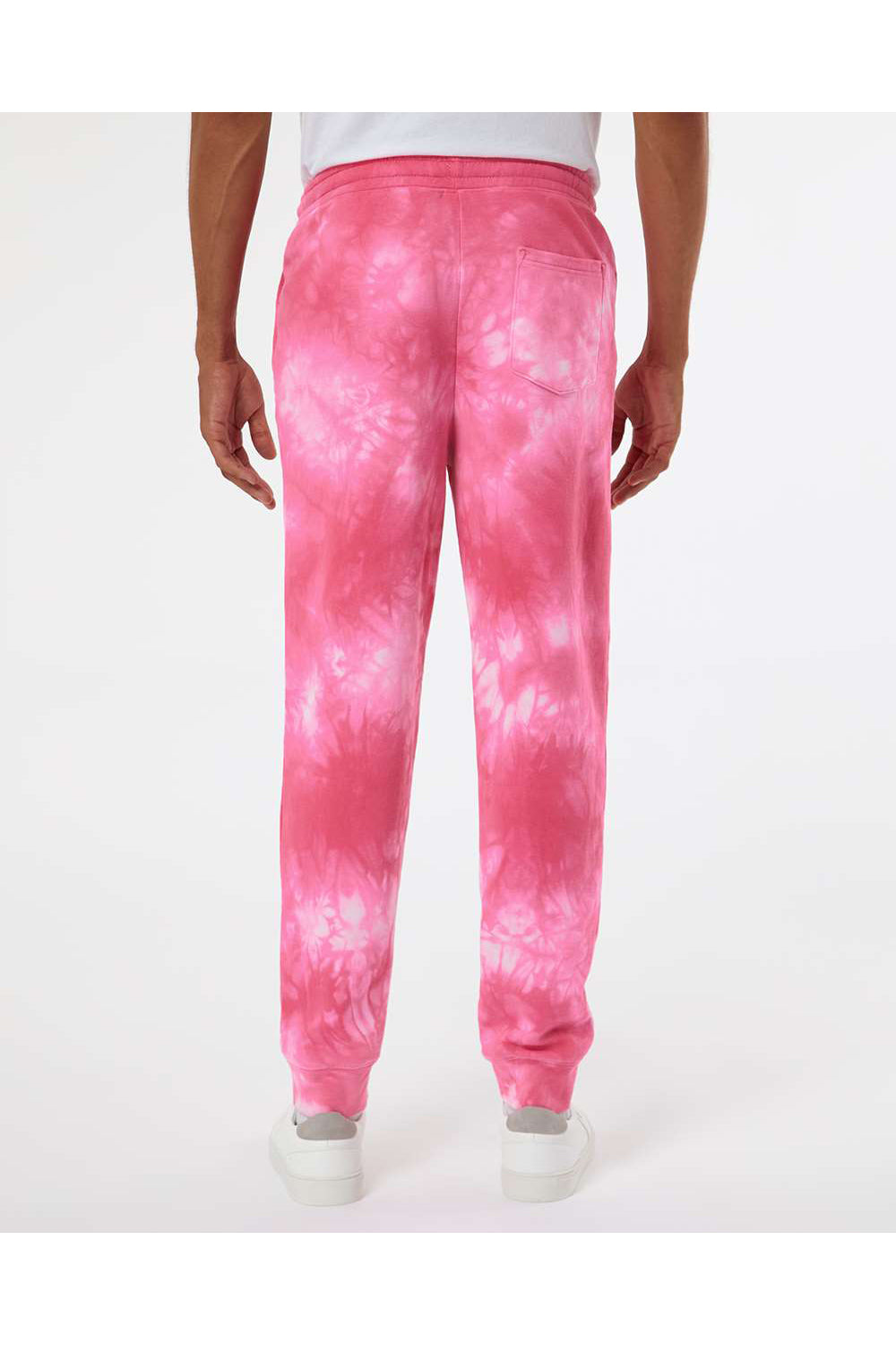 Independent Trading Co. PRM50PTTD Mens Tie-Dye Fleece Sweatpants w/ Pockets Pink Model Back
