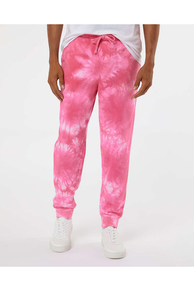 Independent Trading Co. PRM50PTTD Mens Tie-Dye Fleece Sweatpants w/ Pockets Pink Model Front