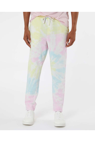 Independent Trading Co. PRM50PTTD Mens Tie-Dye Fleece Sweatpants w/ Pockets Sunset Swirl Model Front