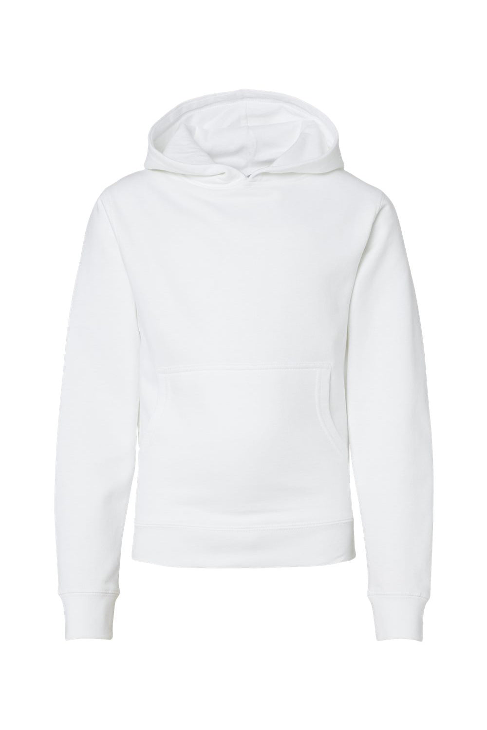 Independent Trading Company SS4001Y Youth Hooded Sweatshirt Hoodie w/ Pouch Pocket White Flat Front